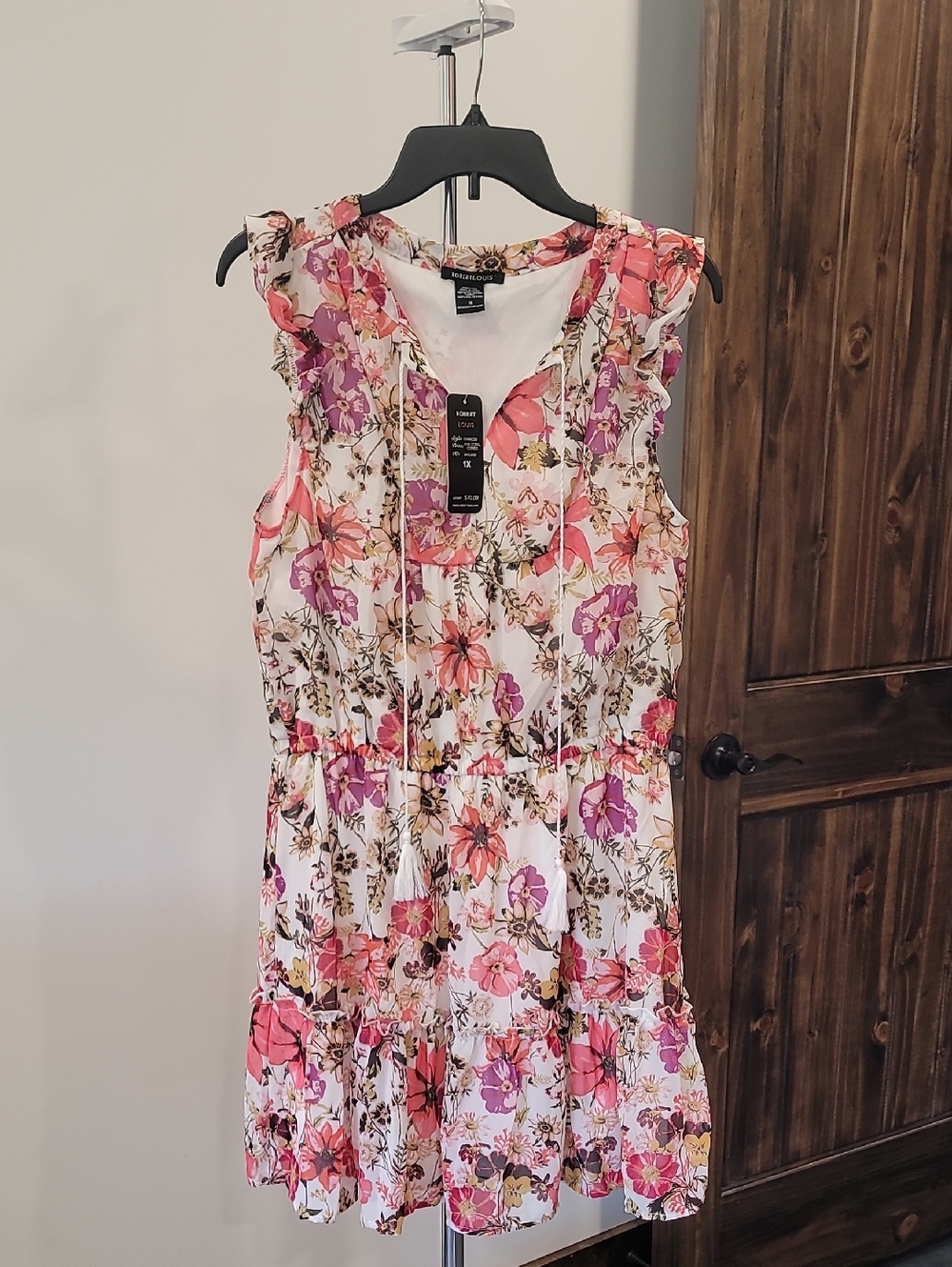 Robert Louis White Mini Dress with Pink and Purple Floral Print